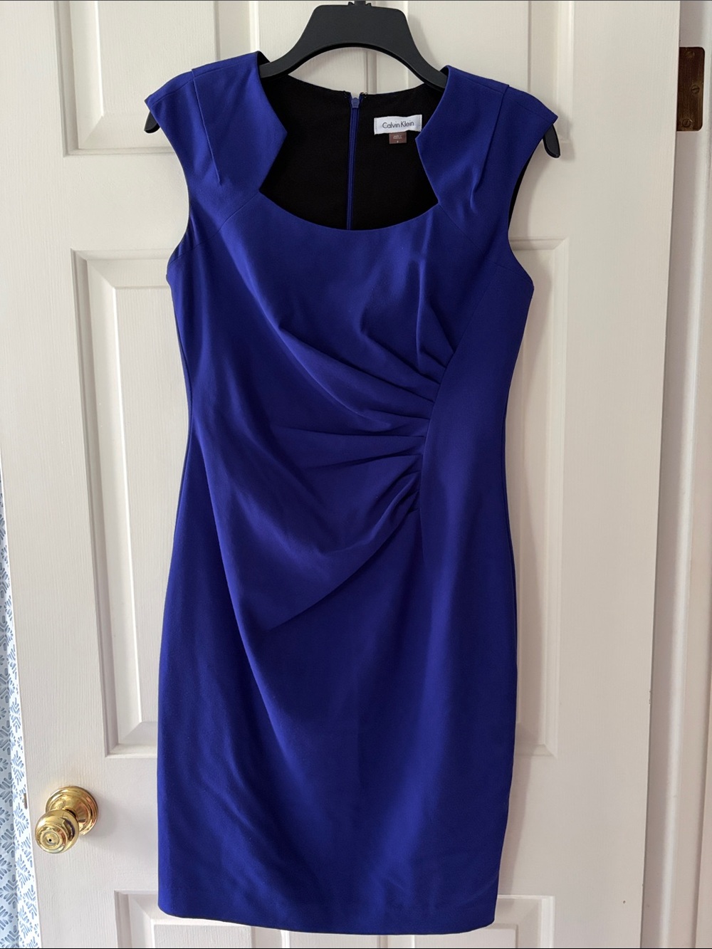 Calvin Klein Cobalt Blue Draped Sheath Dress